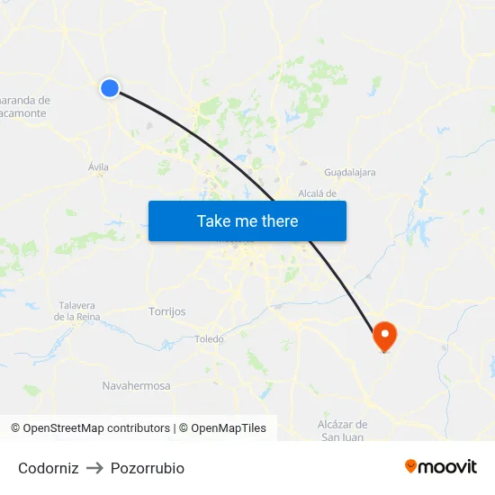 Codorniz to Pozorrubio map