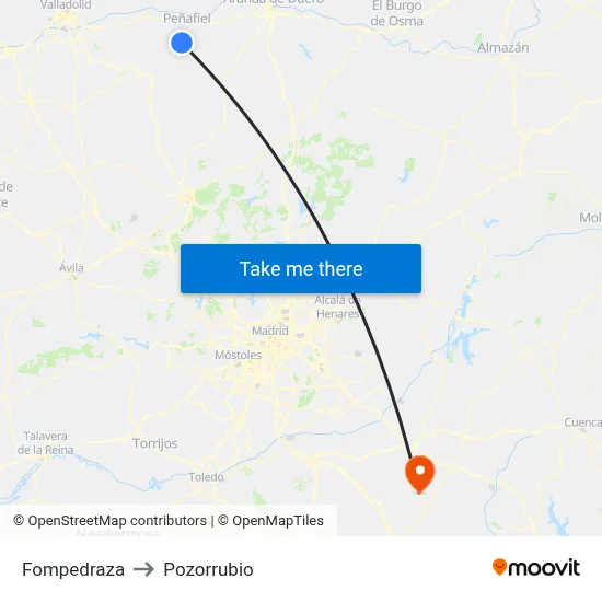 Fompedraza to Pozorrubio map