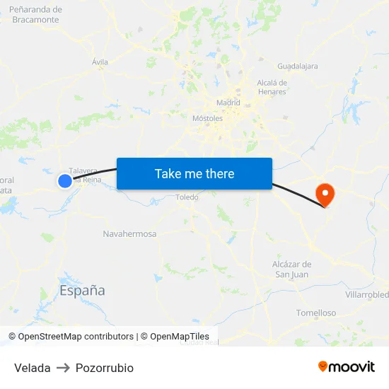 Velada to Pozorrubio map