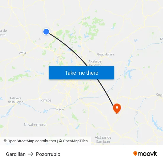 Garcillán to Pozorrubio map