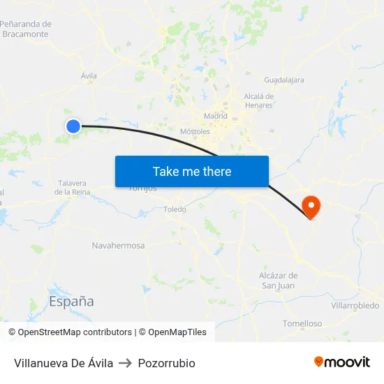 Villanueva De Ávila to Pozorrubio map
