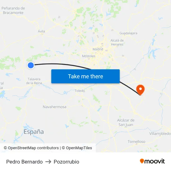 Pedro Bernardo to Pozorrubio map