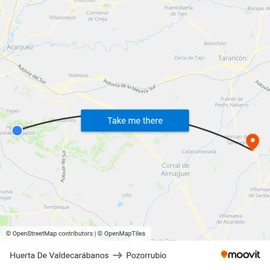 Huerta De Valdecarábanos to Pozorrubio map