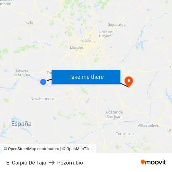 El Carpio De Tajo to Pozorrubio map