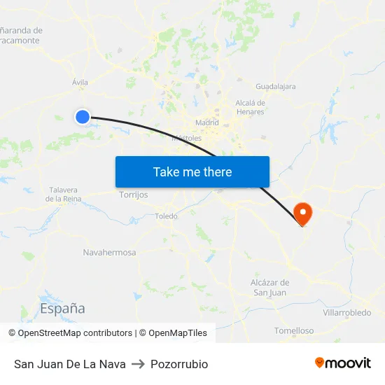 San Juan De La Nava to Pozorrubio map