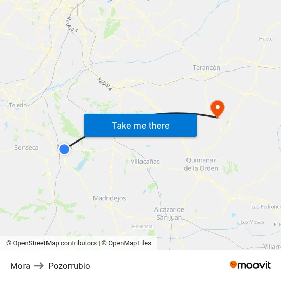 Mora to Pozorrubio map