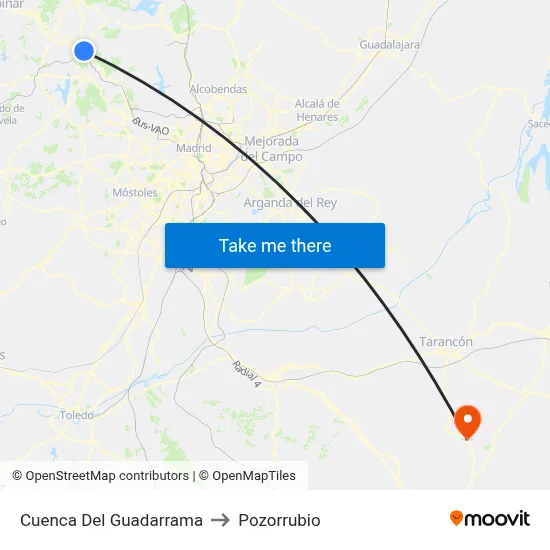 Cuenca Del Guadarrama to Pozorrubio map