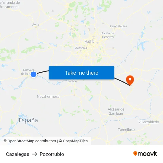 Cazalegas to Pozorrubio map