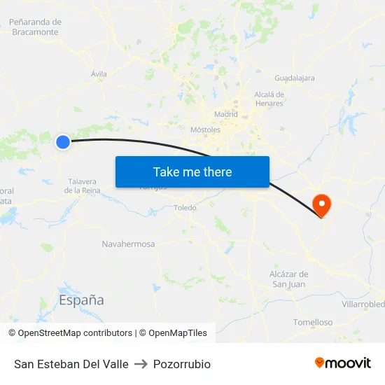 San Esteban Del Valle to Pozorrubio map