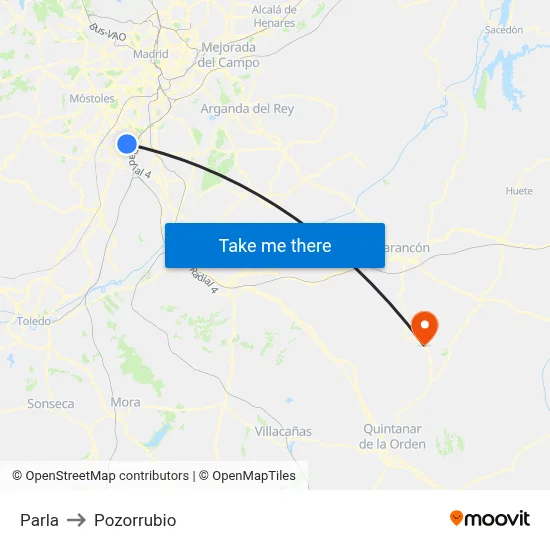 Parla to Pozorrubio map
