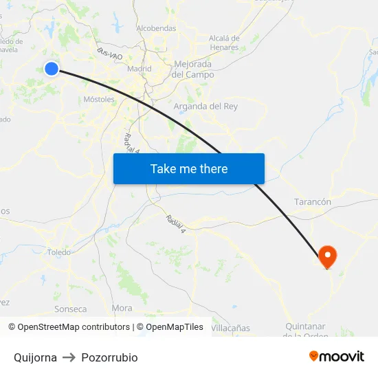 Quijorna to Pozorrubio map