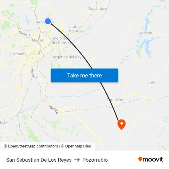 San Sebastián De Los Reyes to Pozorrubio map