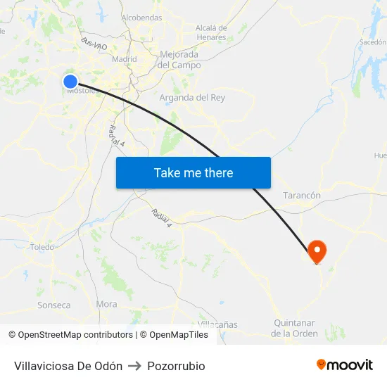 Villaviciosa De Odón to Pozorrubio map