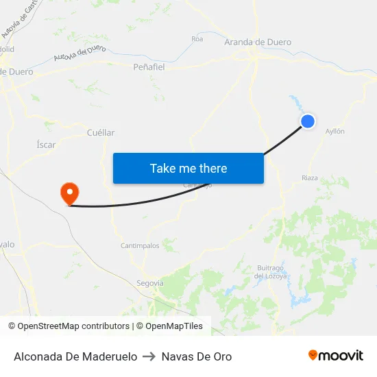 Alconada De Maderuelo to Navas De Oro map