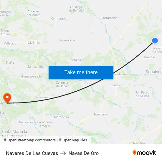 Navares De Las Cuevas to Navas De Oro map