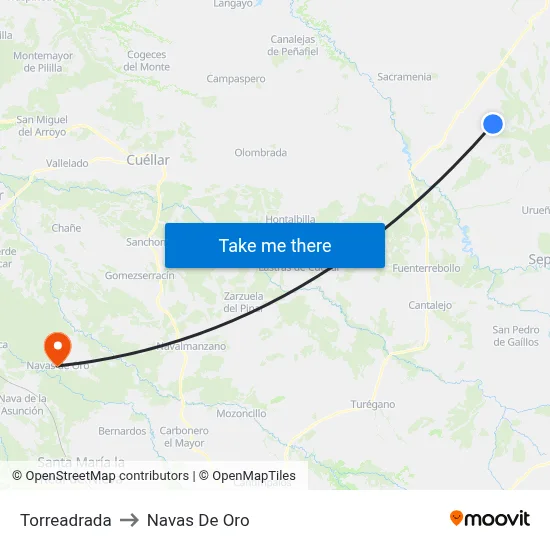 Torreadrada to Navas De Oro map