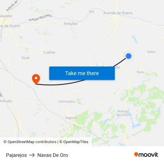 Pajarejos to Navas De Oro map