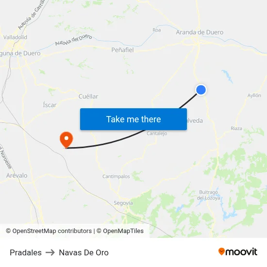 Pradales to Navas De Oro map