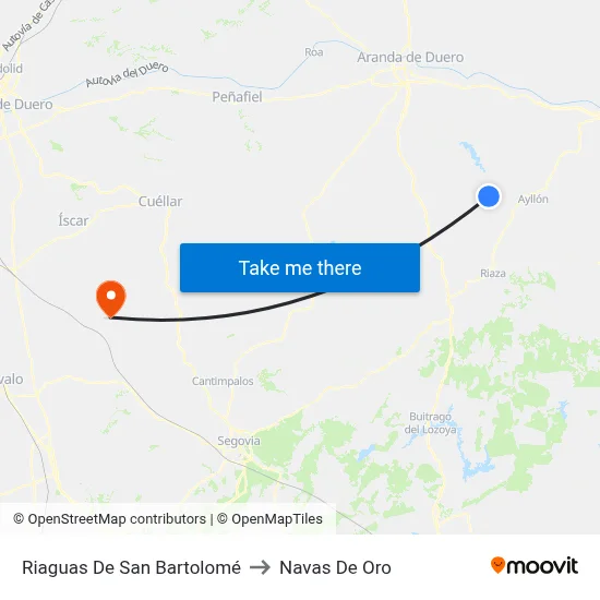 Riaguas De San Bartolomé to Navas De Oro map