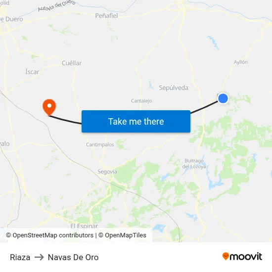 Riaza to Navas De Oro map