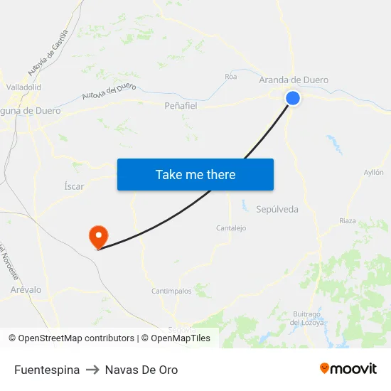 Fuentespina to Navas De Oro map