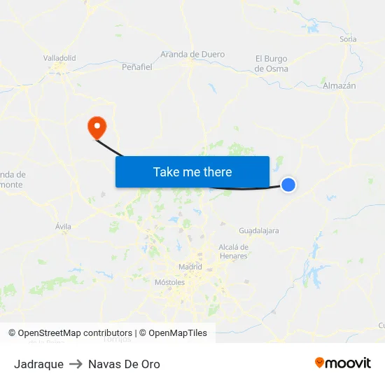 Jadraque to Navas De Oro map