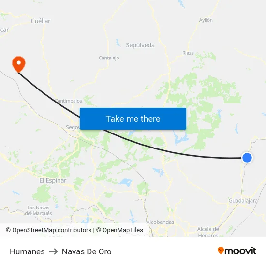 Humanes to Navas De Oro map