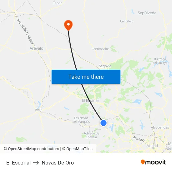El Escorial to Navas De Oro map