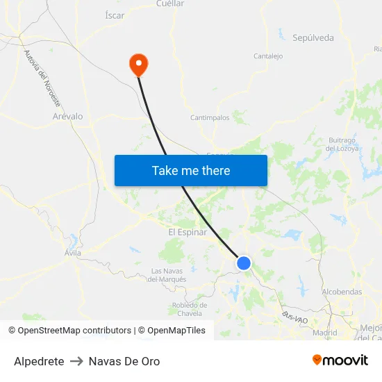 Alpedrete to Navas De Oro map