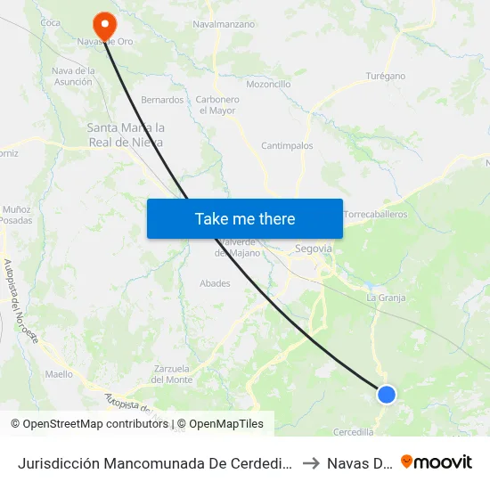 Jurisdicción Mancomunada De Cerdedilla Y Navacerrada to Navas De Oro map
