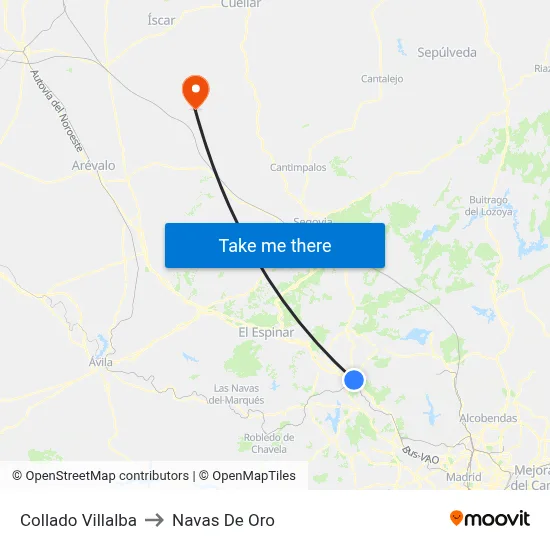 Collado Villalba to Navas De Oro map