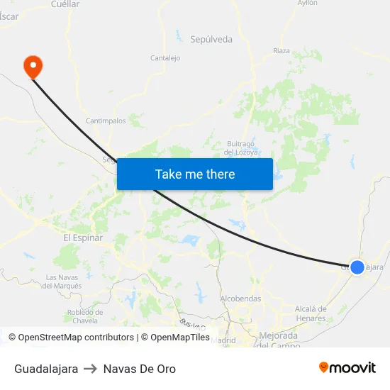 Guadalajara to Navas De Oro map