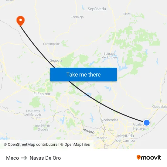 Meco to Navas De Oro map