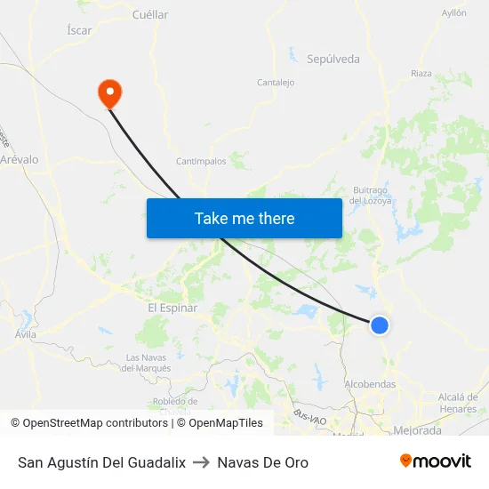 San Agustín Del Guadalix to Navas De Oro map