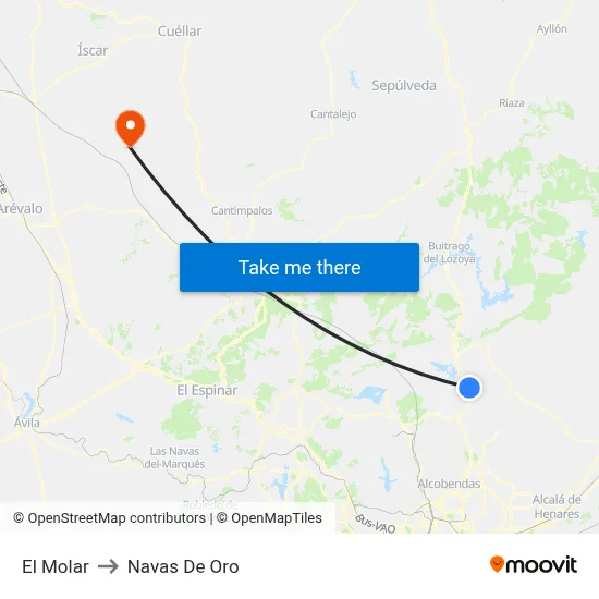 El Molar to Navas De Oro map