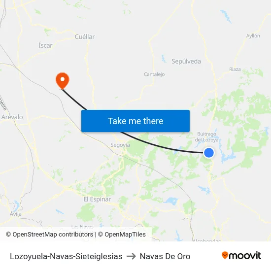 Lozoyuela-Navas-Sieteiglesias to Navas De Oro map