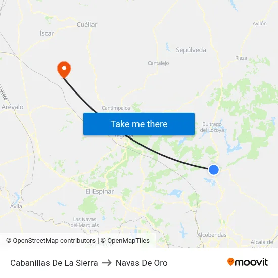 Cabanillas De La Sierra to Navas De Oro map