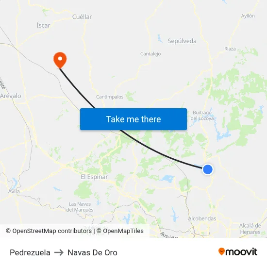 Pedrezuela to Navas De Oro map