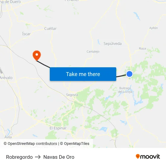 Robregordo to Navas De Oro map