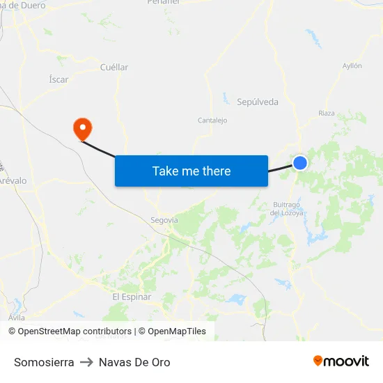 Somosierra to Navas De Oro map