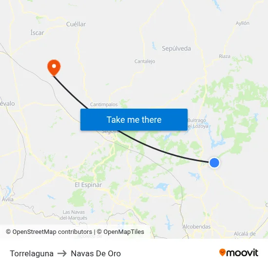 Torrelaguna to Navas De Oro map