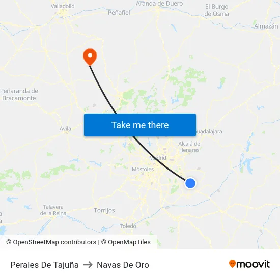 Perales De Tajuña to Navas De Oro map