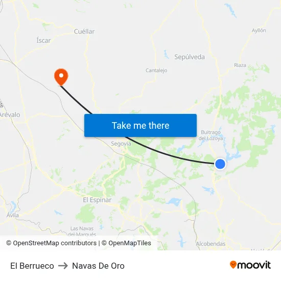 El Berrueco to Navas De Oro map