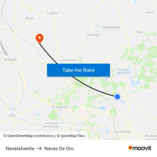 Navalafuente to Navas De Oro map
