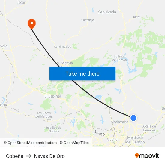 Cobeña to Navas De Oro map