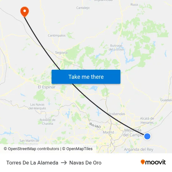 Torres De La Alameda to Navas De Oro map