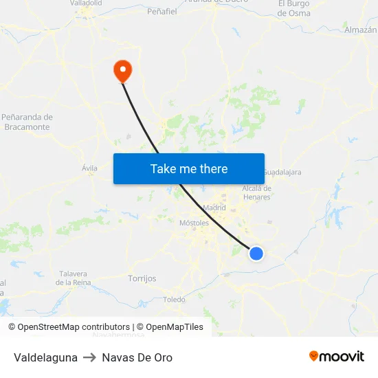 Valdelaguna to Navas De Oro map