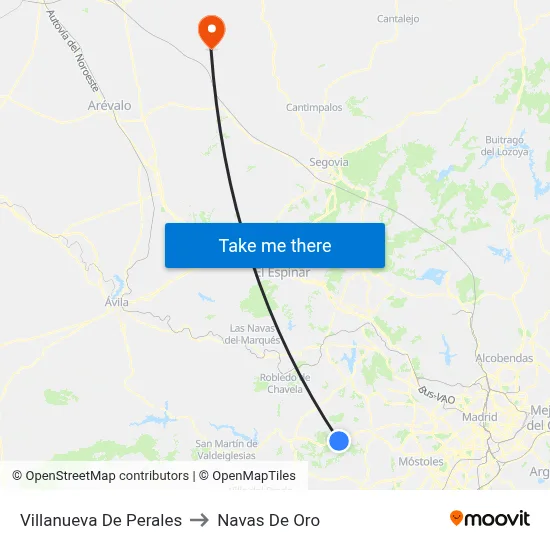 Villanueva De Perales to Navas De Oro map