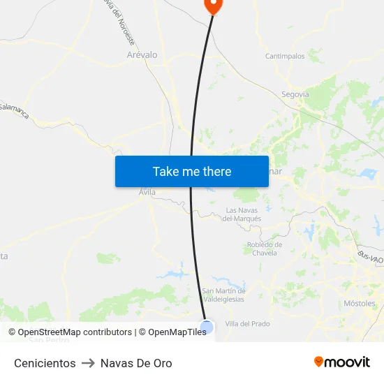 Cenicientos to Navas De Oro map