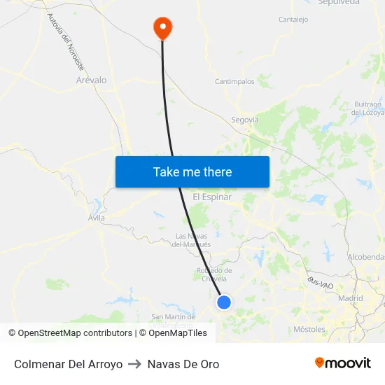 Colmenar Del Arroyo to Navas De Oro map